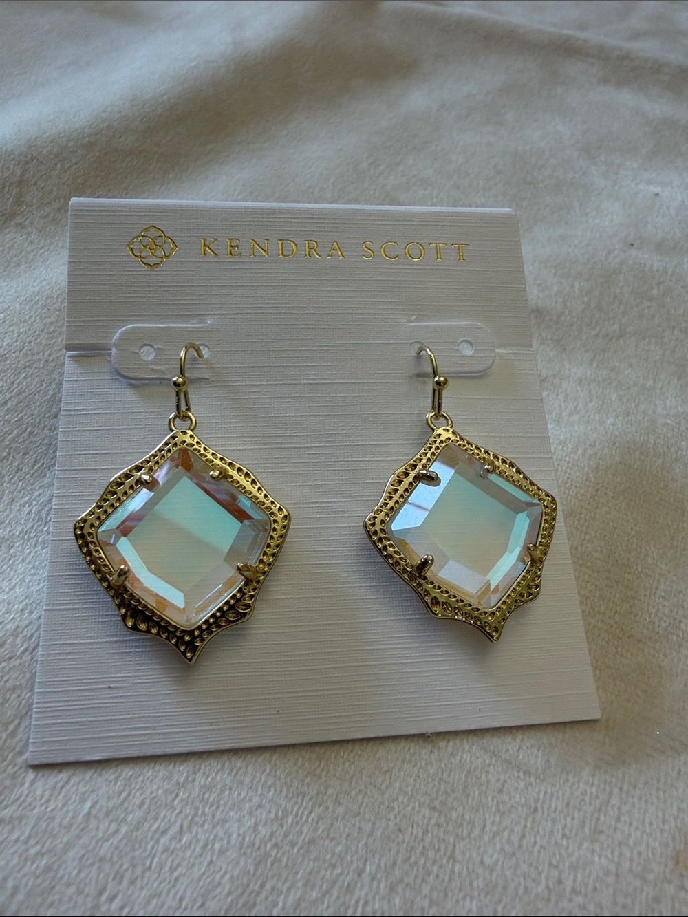 Kendra Scott Gold Iridescent Blue-Green Drop Earrings